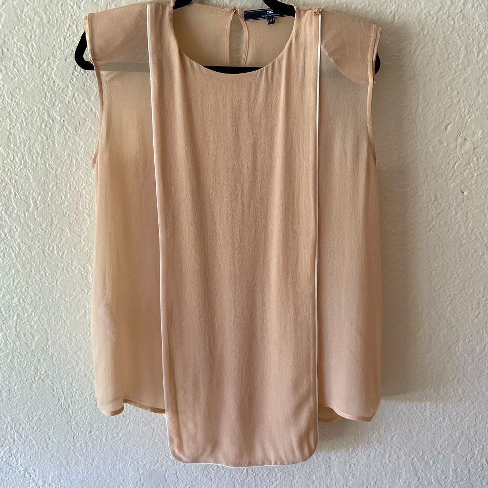 Elisabetta Franchi Sleeveless Silk Blouse Size 42 Luxury Elegant Office Date